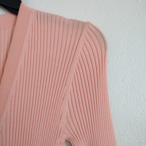 Staud Shoko Colorblock Bittersweet peach button up sweater dress size small - Picture 11 of 13